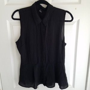 semi-sheer sleeveless peplum blouse